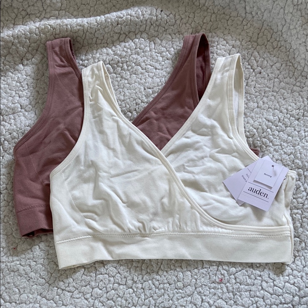 Auden White and Mauve Nursing Bralette Set